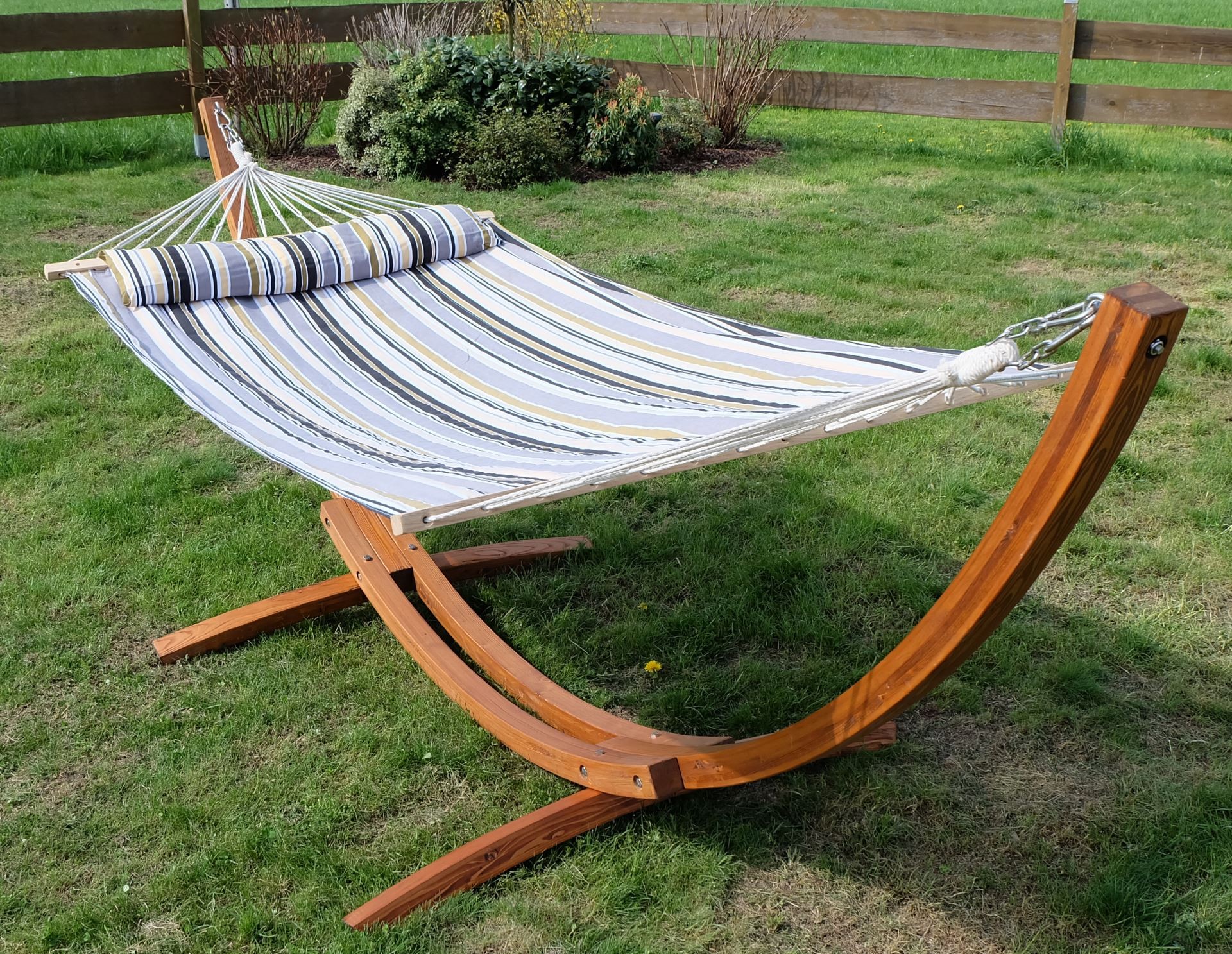 320cm Hängemattengestell mit Hängematte Gestell Lärche Holz mit